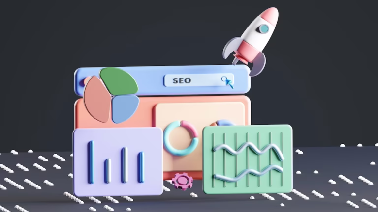 AIとSEOデータ分析を表すマーケティング戦略イメージ画像。2025年の検索対策を解説する記事用