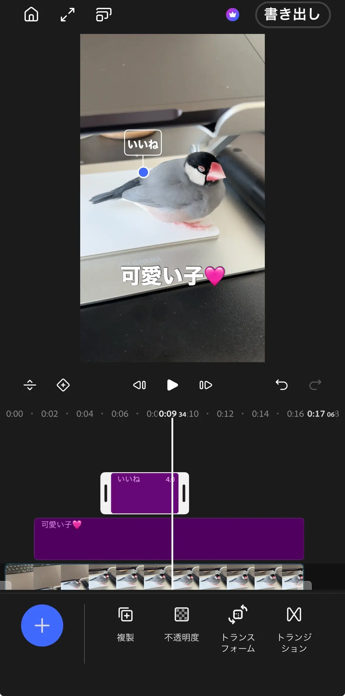 iPhone版Premiereの編集画面