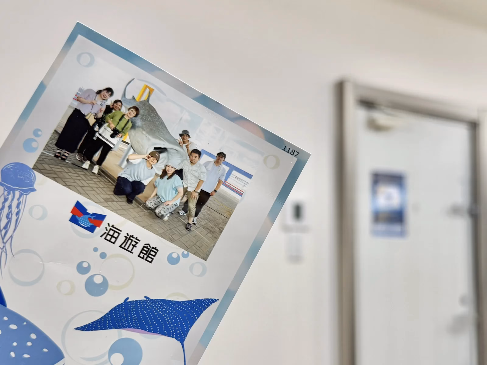 どう旅遠足で海遊館を訪れた生徒と講師の記念写真
